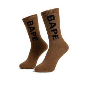 48| جوراب BAPE text قهوه ای
