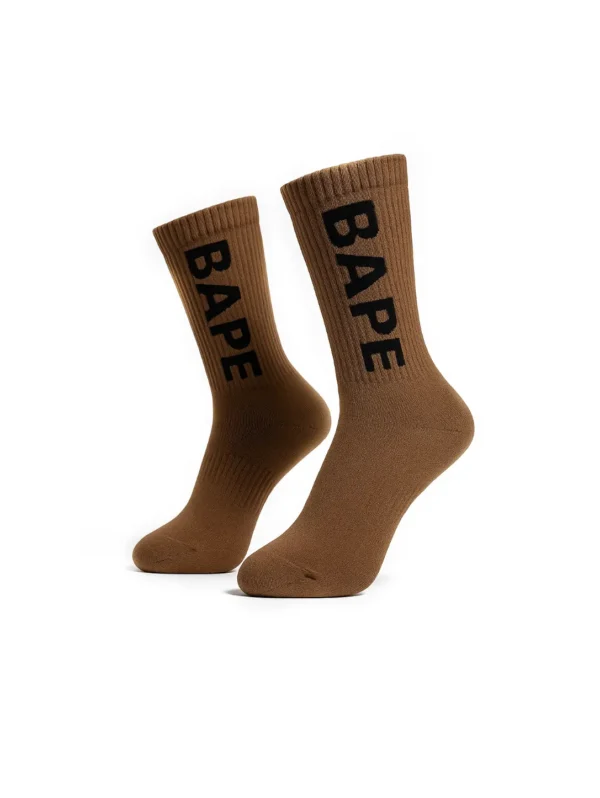 48| جوراب BAPE text قهوه ای