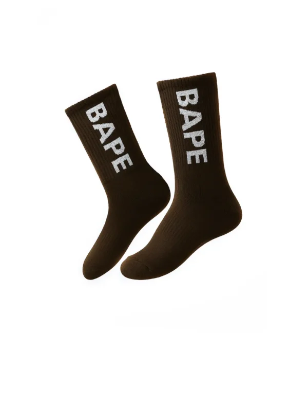 47| جوراب BAPE text قهوه ای تیره